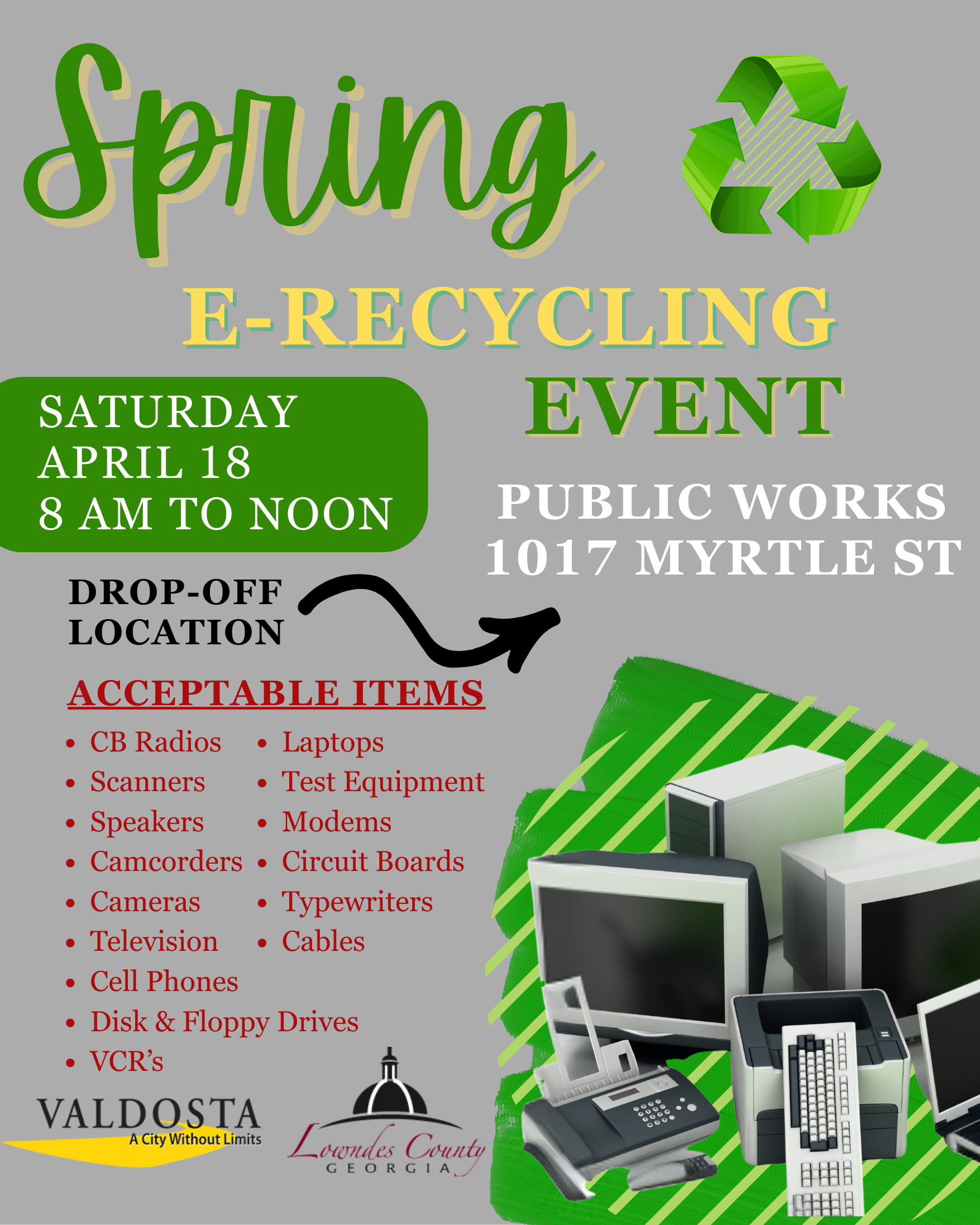 Green and White Minimal Recycling Poster